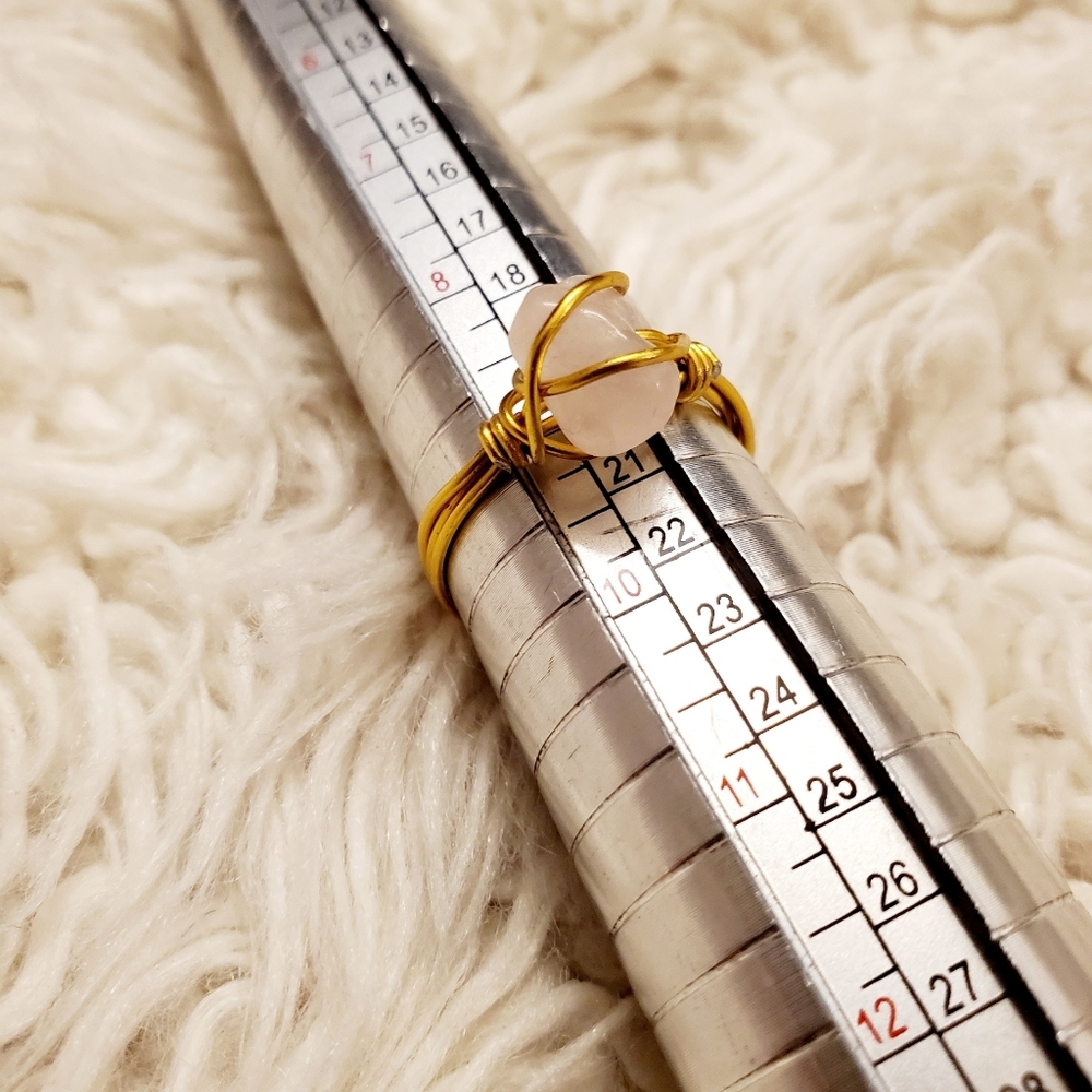 3 for $15 wire wrap genuine rose quartz ring